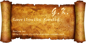 Gavrilovits Kandid névjegykártya